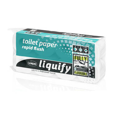 Wepa Liquify kistekercses 3 rétegű toalettpapír recy (8x8) 64 tekercs/karton