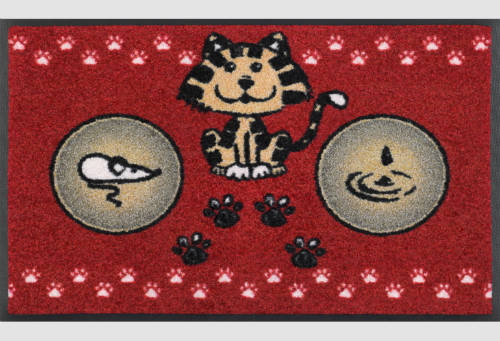 Wash and Dry Design Katzenmahlzeit rot etetőtál alá tehető szőnyeg 40x60 cm
