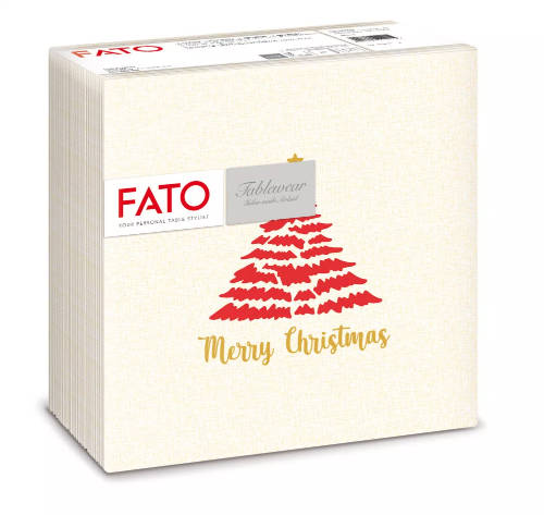 Fato textilhatású karácsonyi szalvéta 40x40 cm Christmas Tree Red 50 db/csomag