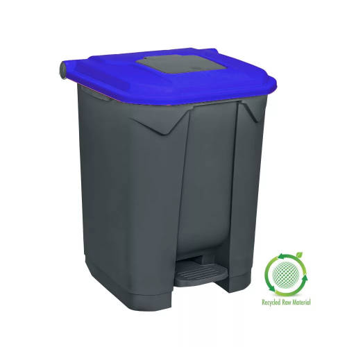PLANET szelektív hulladékgyűjtő konténer, műanyag, pedálos, antracit, kék 50 l