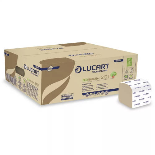 Lucart ECO Natural 210l hajtogatott toalettpapír 2 rétegű, barna, 40x210 (8.400) lap/karton