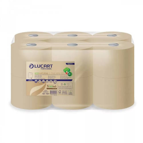 Lucart L-One Eco Natural toalettpapír, 2 réteg, laponkénti adagolású 12x180 méter/karton