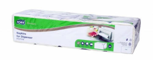 Tork Prémium interfolded N4 1/4 hajtogatású, fehér, 2 rétegű adagolós szalvéta 8x500 db/karton